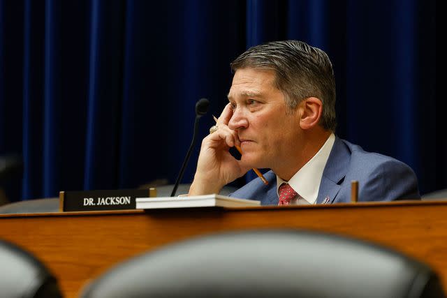 <p> Anna Moneymaker/Getty</p> Ronny Jackson during a hearing with the Select Subcommittee on the Coronavirus Pandemic on Capitol Hill on July 11, 2023