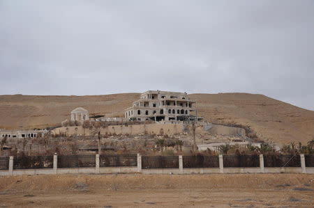 A general view shows a palace complex, which has been recaptured from Islamic State militants, on the edge of Palmyra, March 2, 2017. SANA/Handout via REUTERS