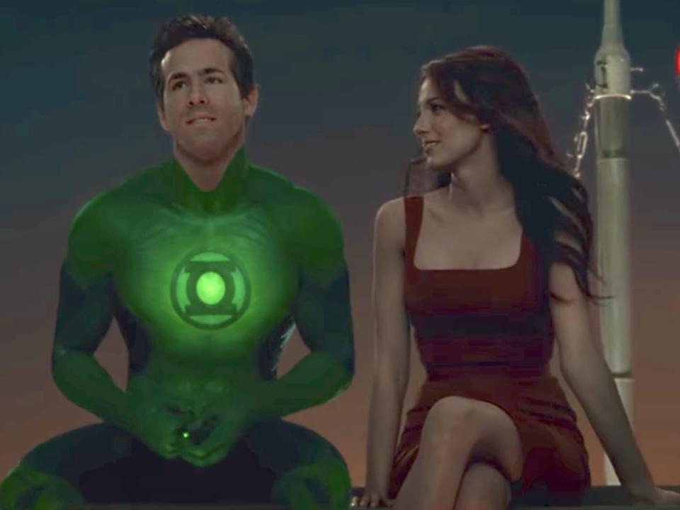 Ryan Reynolds as Hal Jordan and Blake Lively as Carol Ferris in "Green Lantern."