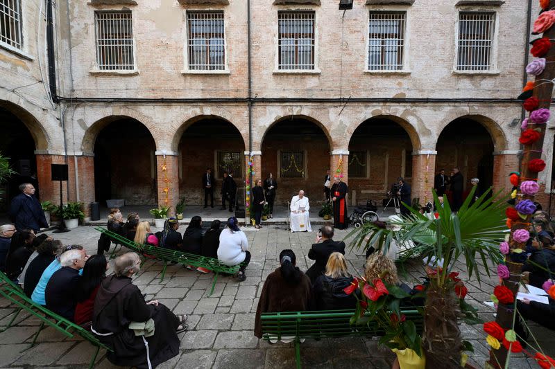 Pope Francis meets with faithful at the Venice Women's Prison on the Island of Giudecca