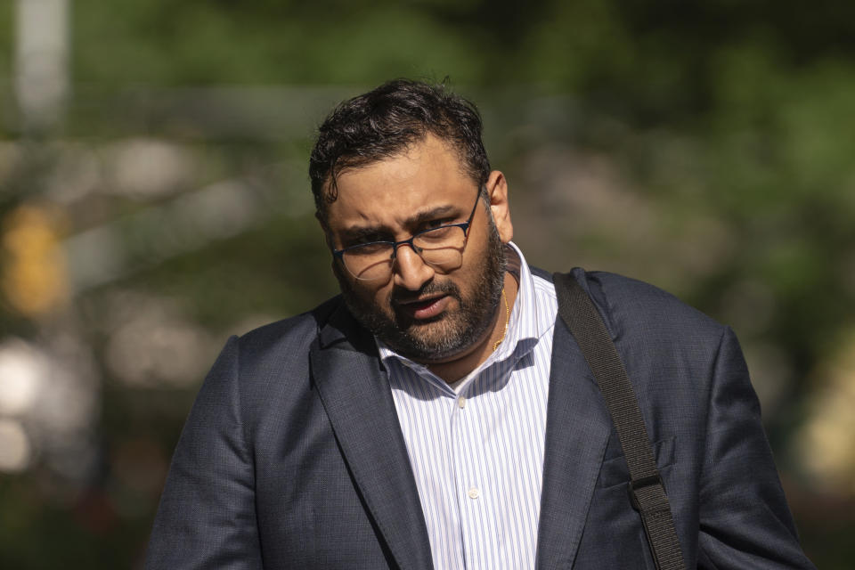 Co-founder and former Chief Operating Officer of Ozy Media Samir Rao arrives at Brooklyn Federal Court, Friday, June 7, 2024 in New York. (AP Photo/Adam Gray)