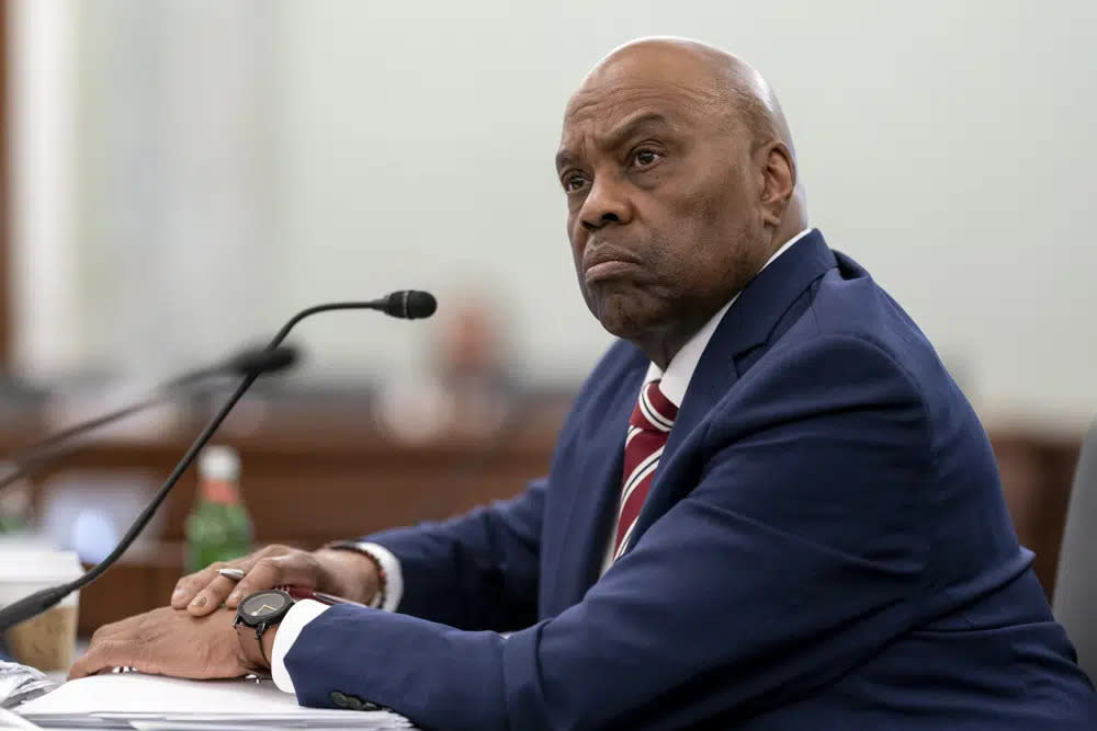 Phillip Washington, the nominee to become administrator of the Federal Aviation Administration, testifies before the Senate Commerce, Science and Transportation Committee, at the Capitol in Washington, Wednesday, March 1, 2023. (AP Photo/J. Scott Applewhite, File)