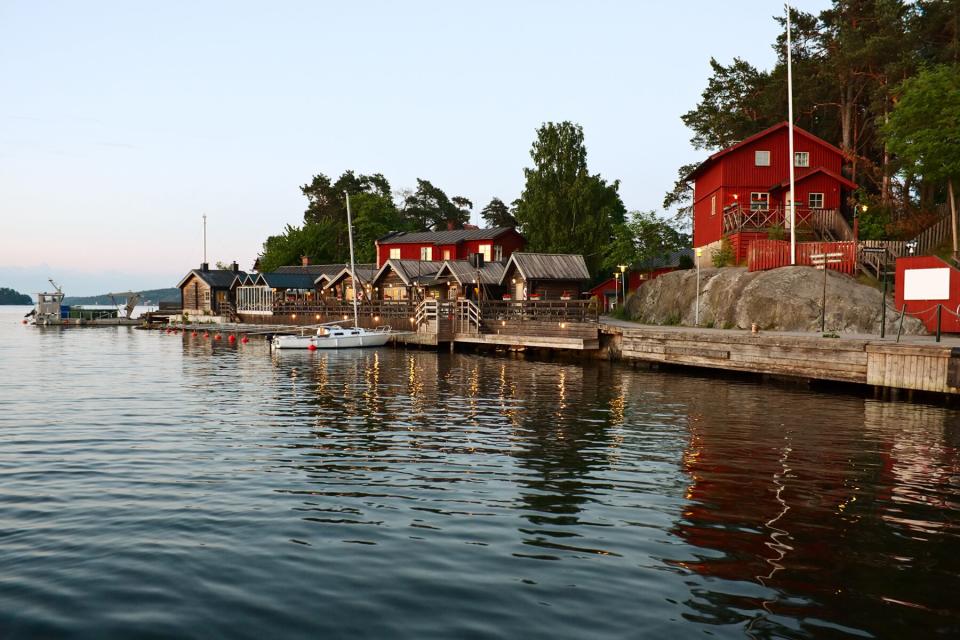 Fjaderholmarna at white night. Stockholm's nearest archipelago islands.