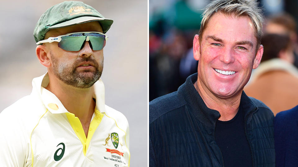 Pictured left to right, Aussie cricket star Nathan Lyon and the late Shane Warne.