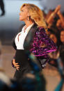<p>When Bey revealed her five-month baby bump (concealed under an uncharacteristically modest sequined blazer and tuxedo trousers), it led to mass tweeting at the rate of 8,868 tweets per second, THE most ever recorded for a single event at that time — beating out other Twitter milestones like the deaths of Michael Jackson and Osama bin Laden. We can only imagine what will happen when Blue Ivy is old enough to join Twitter herself! (Source: Getty Images) </p>