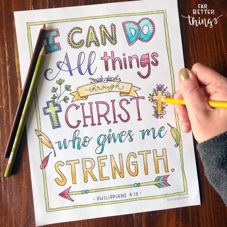 Philippians 4:13 Bible Verse Coloring Page