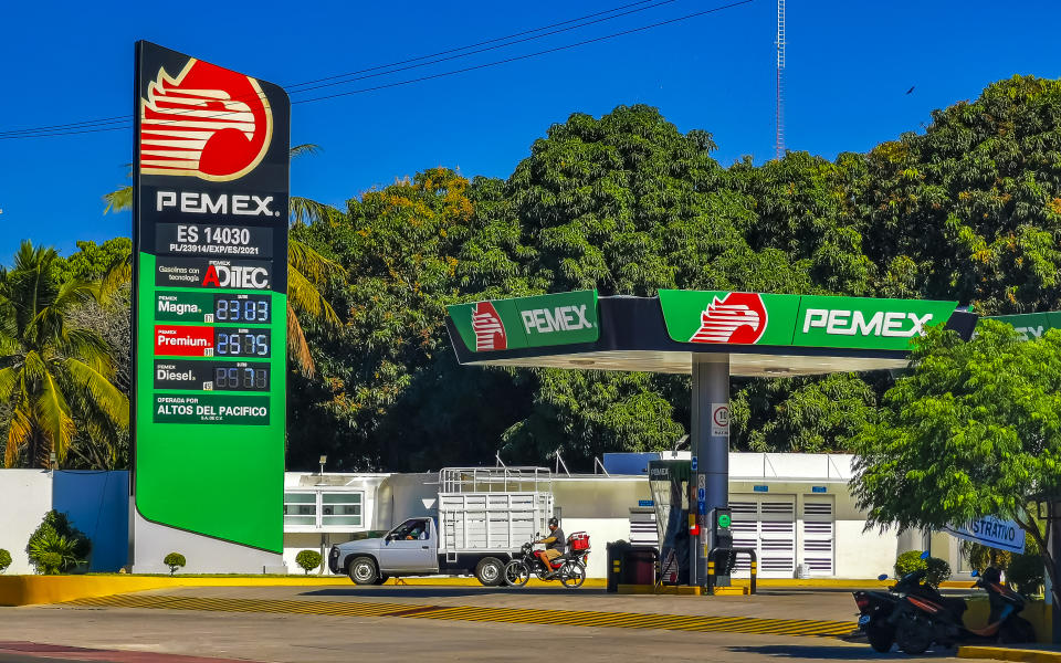 Puerto Escondido Oaxaca Mexico 27. January 2023 Mexican Pemex shop store at Pemex petrol gas station in Puerto Escondido Zicatela Mexico.