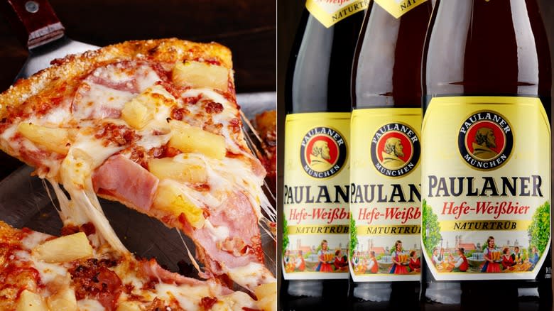 Hawaiian pizza and wheat beer