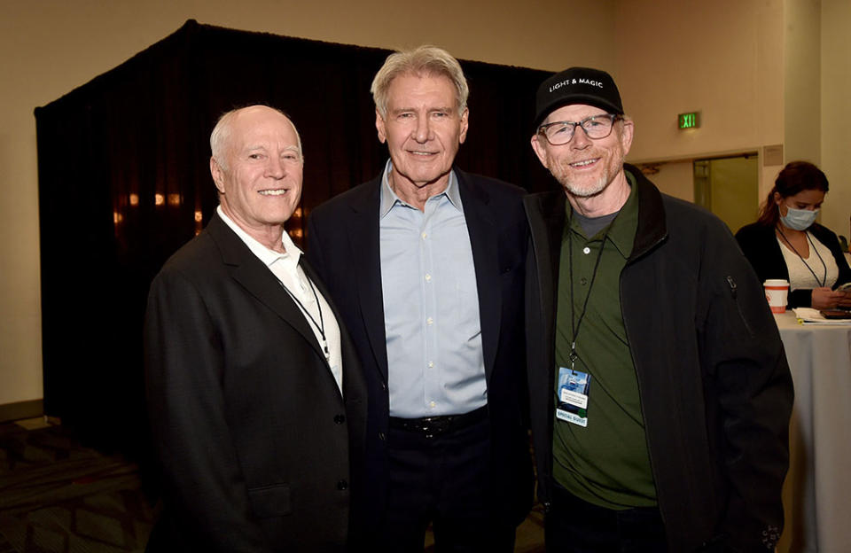 Frank Marshall, Harrison Ford and Ron Howard - Credit: Alberto E. Rodriguez/Getty Images