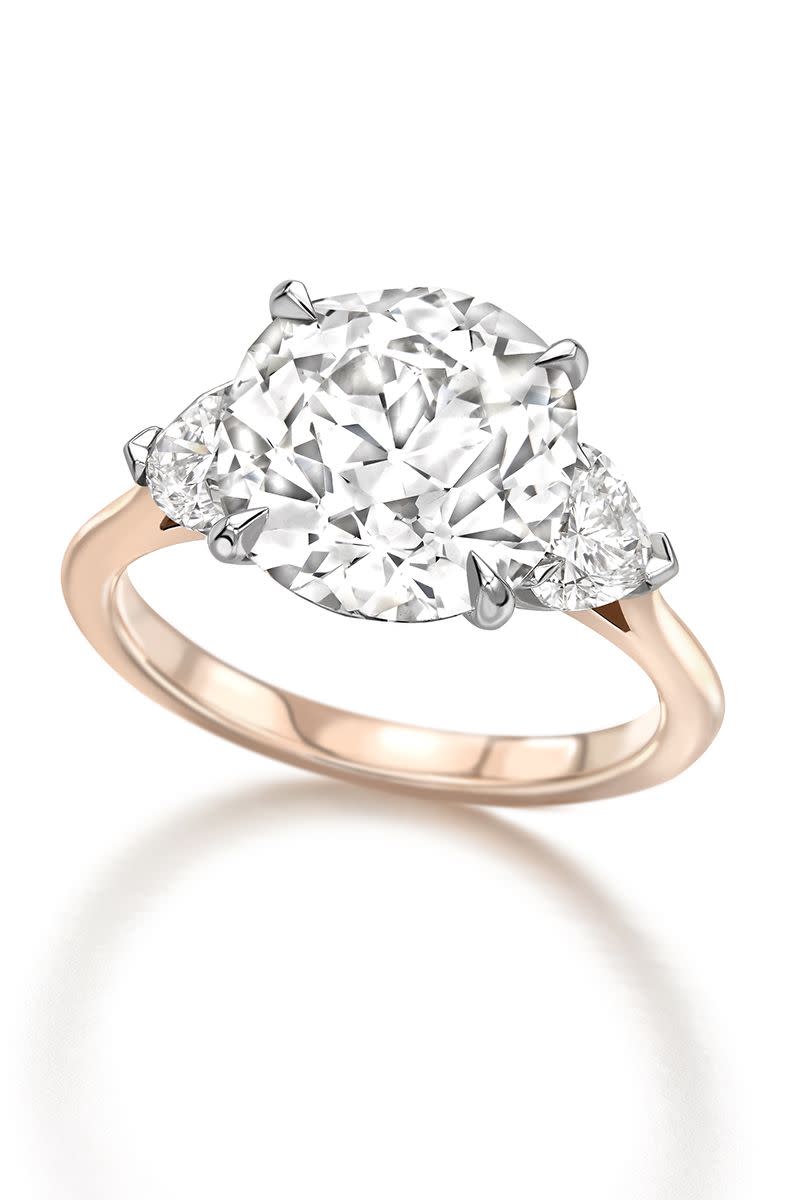<p><em><strong>Jessica McCormack</strong> Cushion Cut and Heart Diamond Engagement Ring from the Bridal Edit in 18K white and rose gold with a claw setting, price upon request, <a href="http://www.jessicamccormack.com/" rel="nofollow noopener" target="_blank" data-ylk="slk:jessicamccormack.com;elm:context_link;itc:0;sec:content-canvas" class="link ">jessicamccormack.com</a>.</em></p><p><a class="link " href="http://www.jessicamccormack.com/" rel="nofollow noopener" target="_blank" data-ylk="slk:SHOP;elm:context_link;itc:0;sec:content-canvas">SHOP</a></p>