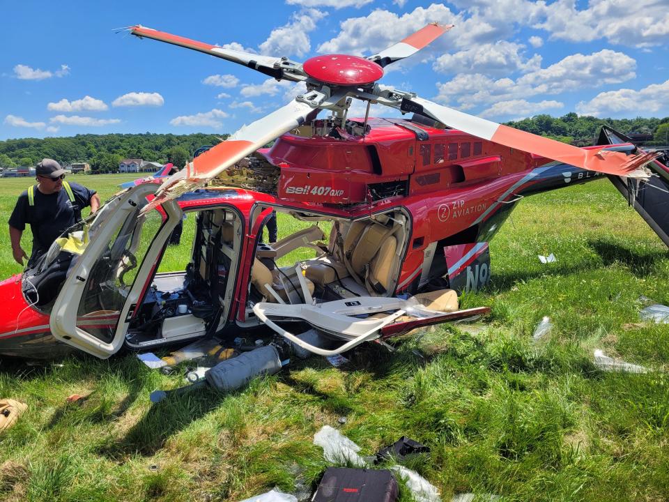 A privately-operated helicopter crashed minutes after takeoff at Essex County Airport.