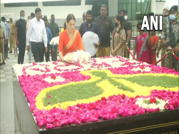 Visuals of Kangana Ranaut from Chief Minister J Jayalalithaa's memorial in Chennai