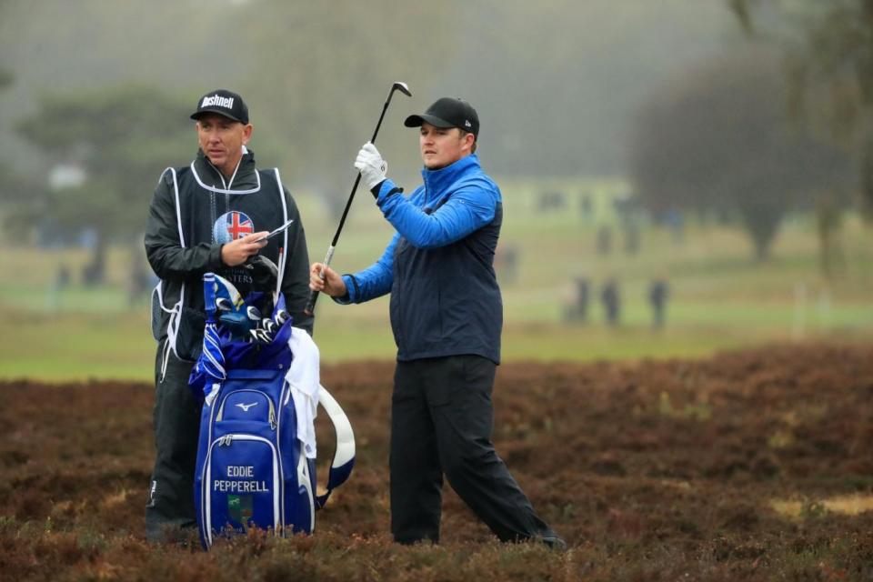 Tough task | Eddie Pepperell battled nasty conditions on a wet and windy day in Surrey (Getty Images)