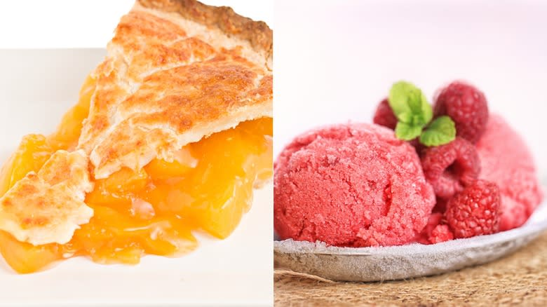 Peach pie, raspberry sorbet