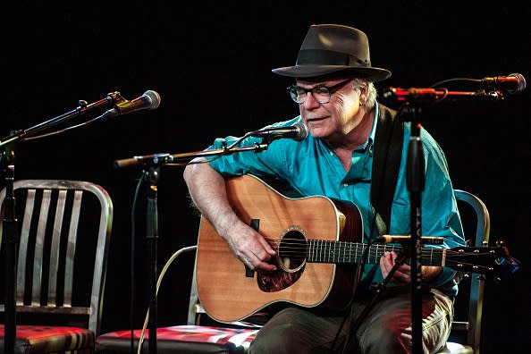 David Olney performing during the Dave Alvin's ' West of the West ' train tour at the Soiled Dove in Denver, Colorado on April 23, 2015. 