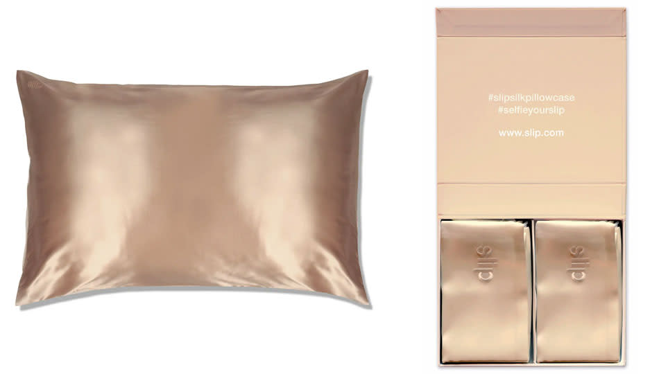 Using a Pure Silk Caramel Queen Pillowcase can keep wrinkles at bay while you sleep. (Photo: Nordstrom) 