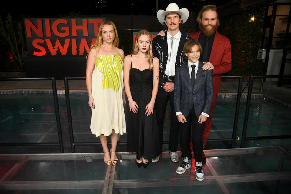 Kerry Condon, Amélie Hoeferle, Bryce McGuire, Gavin Warren and Wyatt Russell attend the Los Angeles premiere of Universal Pictures' Night Swim at Hotel Figueroa on January 03, 2024 in Los Angeles, California.