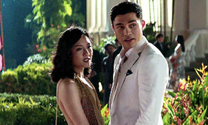 Constance Wu and Henry Golding as Rachel and Nick in "Crazy Rich Asians"