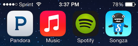 pandora spotify songza ios icons