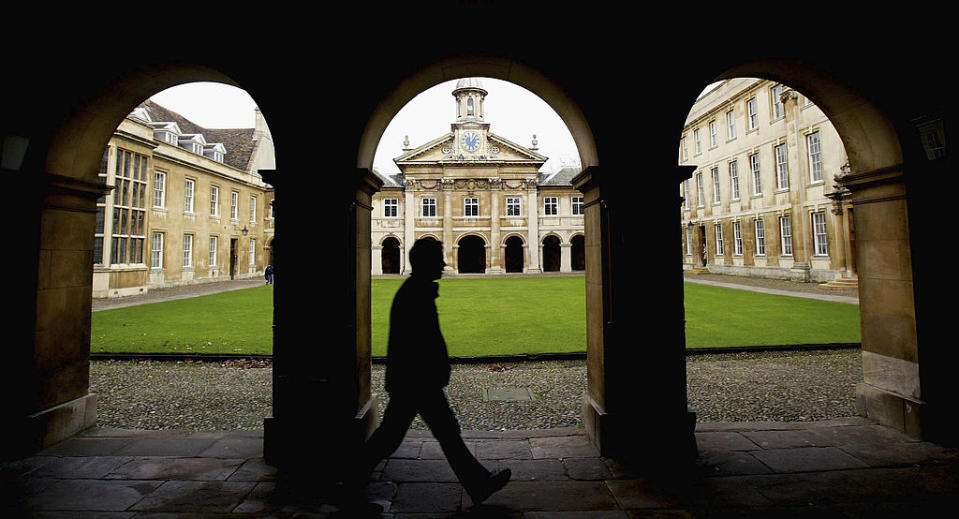 University life in the UK does not often look like this charming cloister in Cambridge