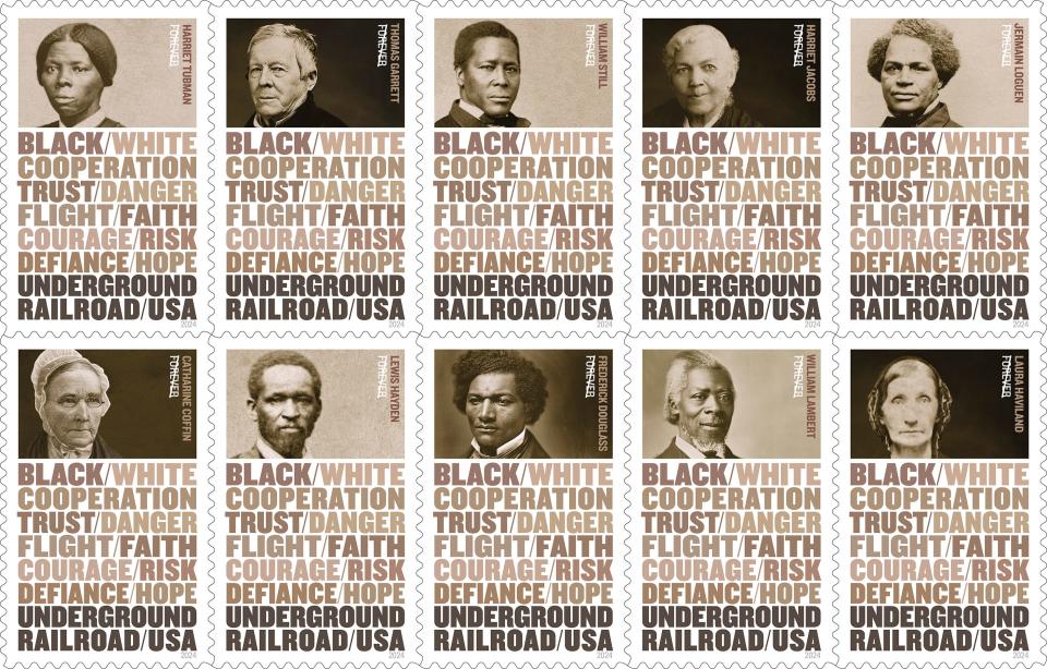 The U.S. Postal Service is honoring 10 men and women who guided people to freedom through the Underground Railroad on its forever stamps.