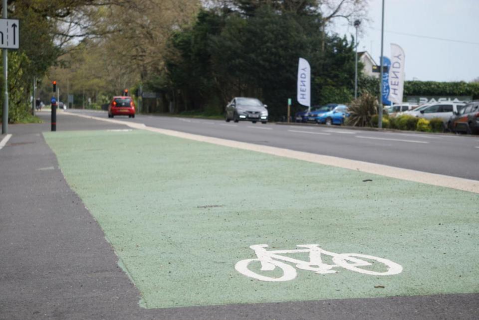 Bournemouth Echo: Cycle lane in Wimborne Road East, Ferndown