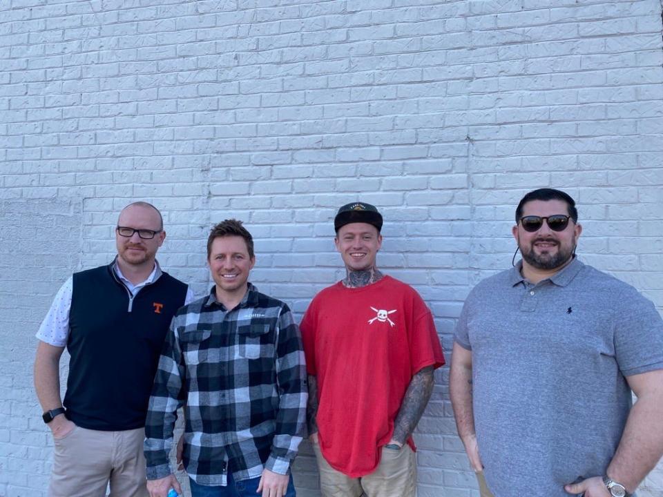 From left to right: Orange Hat co-founders Brian Hatmaker and Rodney Ramin, Baker Boy owner Jeff Nordgren and property investor Blake Pavlis.