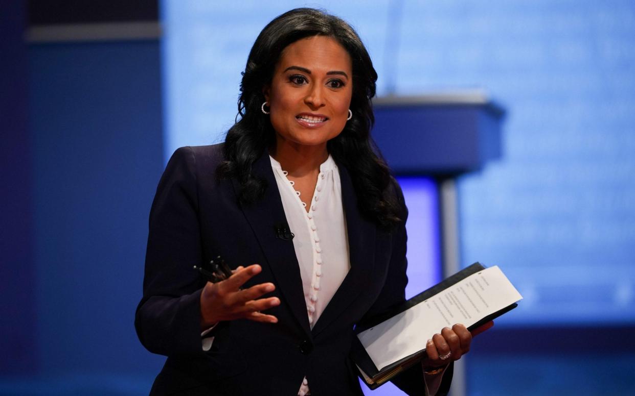 Moderator Kristen Welker arrives for the final presidential debate at Belmont University in Nashville, Tennessee - AFP