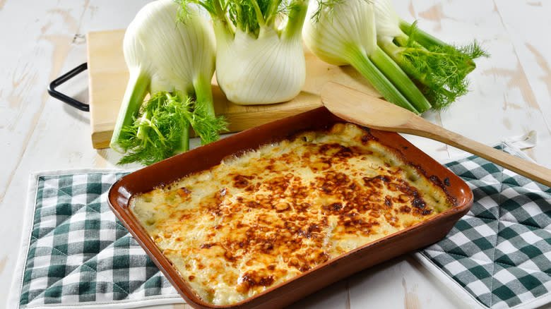 fennel gratin in a dish