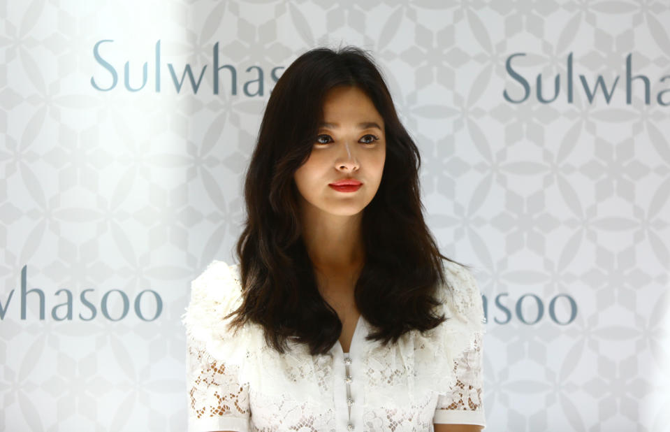 SANYA, CHINA - JULY 06: South Korean actress Song Hye-kyo attends Sulwhaso event on July 6, 2019 in Sanya, Hainan Province of China. (Photo by Visual China Group via Getty Images/Visual China Group via Getty Images)