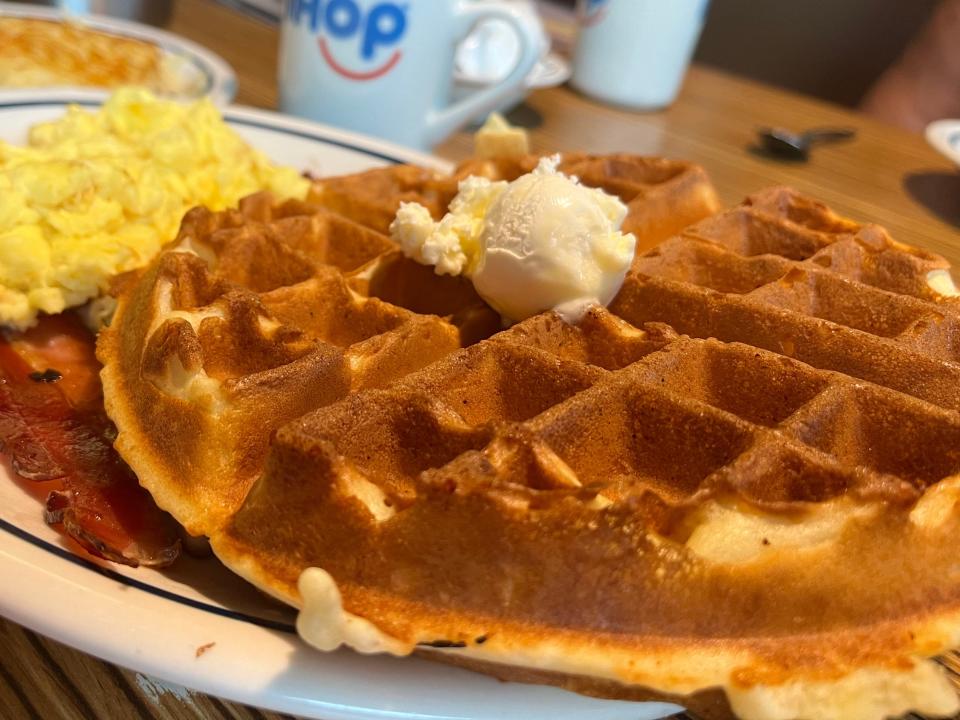 Waffle from IHOP with butter.