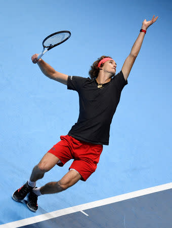 Tennis - ATP Finals - The O2, London, Britain - November 12, 2018 Germany's Alexander Zverev in action during his group stage match against Croatia's Marin Cilic Action Images via Reuters/Tony O'Brien