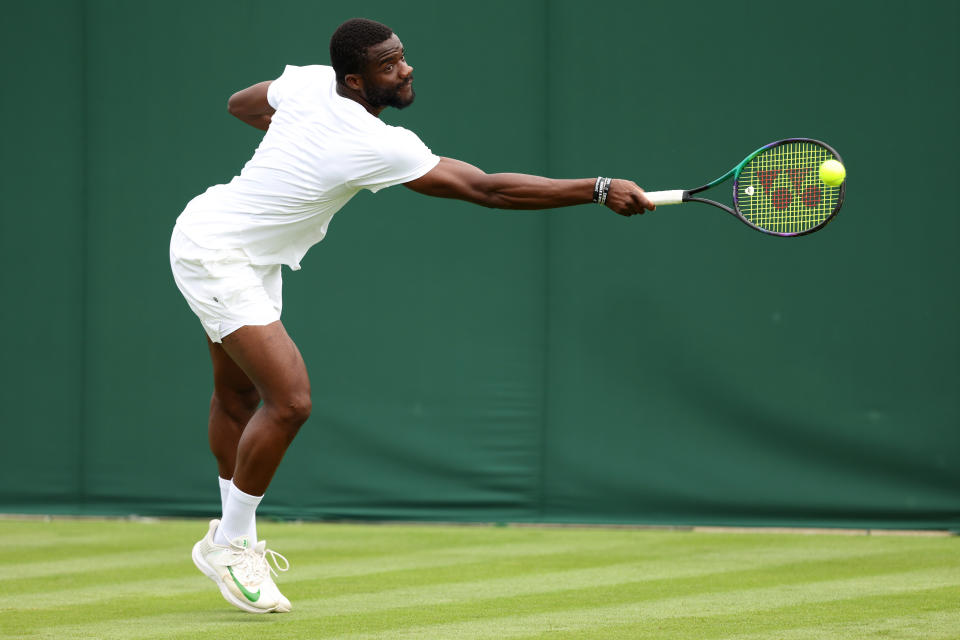 American Frances Tiafoe enters this week's Wimbledon tournament as the 10th seed, the highest of his career in a Grand Slam event. (Photo by Clive Brunskill/Getty Images)