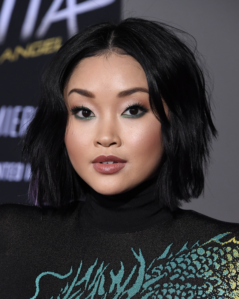 Lana Condor's Piece-y Black Bob With A Hint of Color