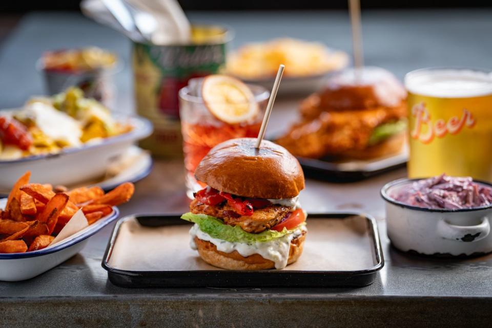 a burger with a side of fries