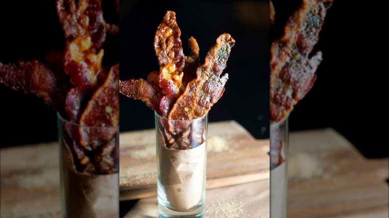 strips of bacon in glass