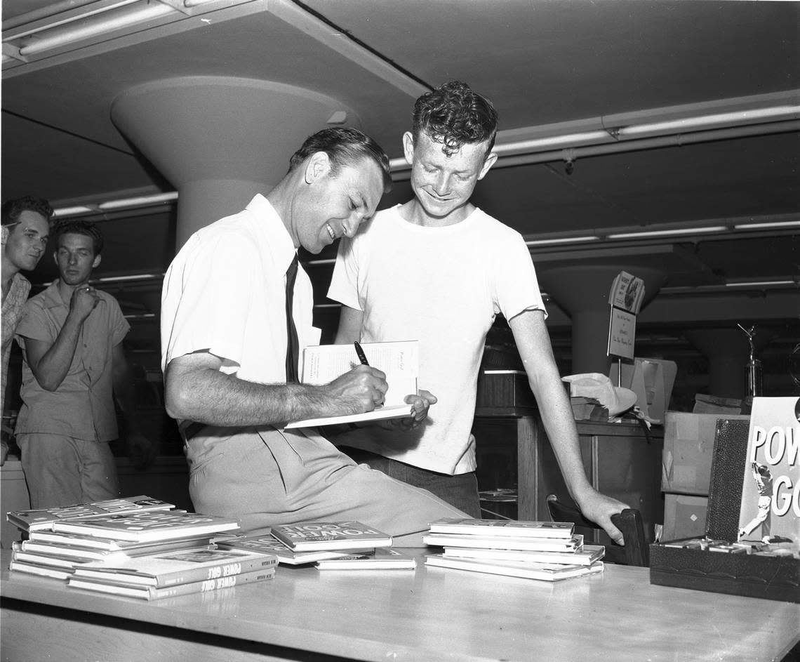 May 31, 1949: Ben Hogan, one of the best professional golfers in history who was from Fort Worth, autographs his book “Power Golf” for Charlie Schow at Leonard’s Department Store.