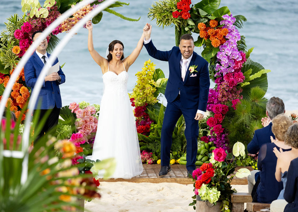 MAFS bride and groom look excited