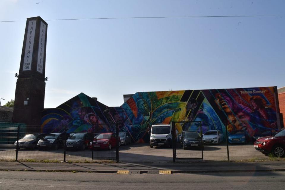 Bradford Telegraph and Argus: The colourful mural opposite Tapestry, in Factory Street, Dudley Hill, Bradford