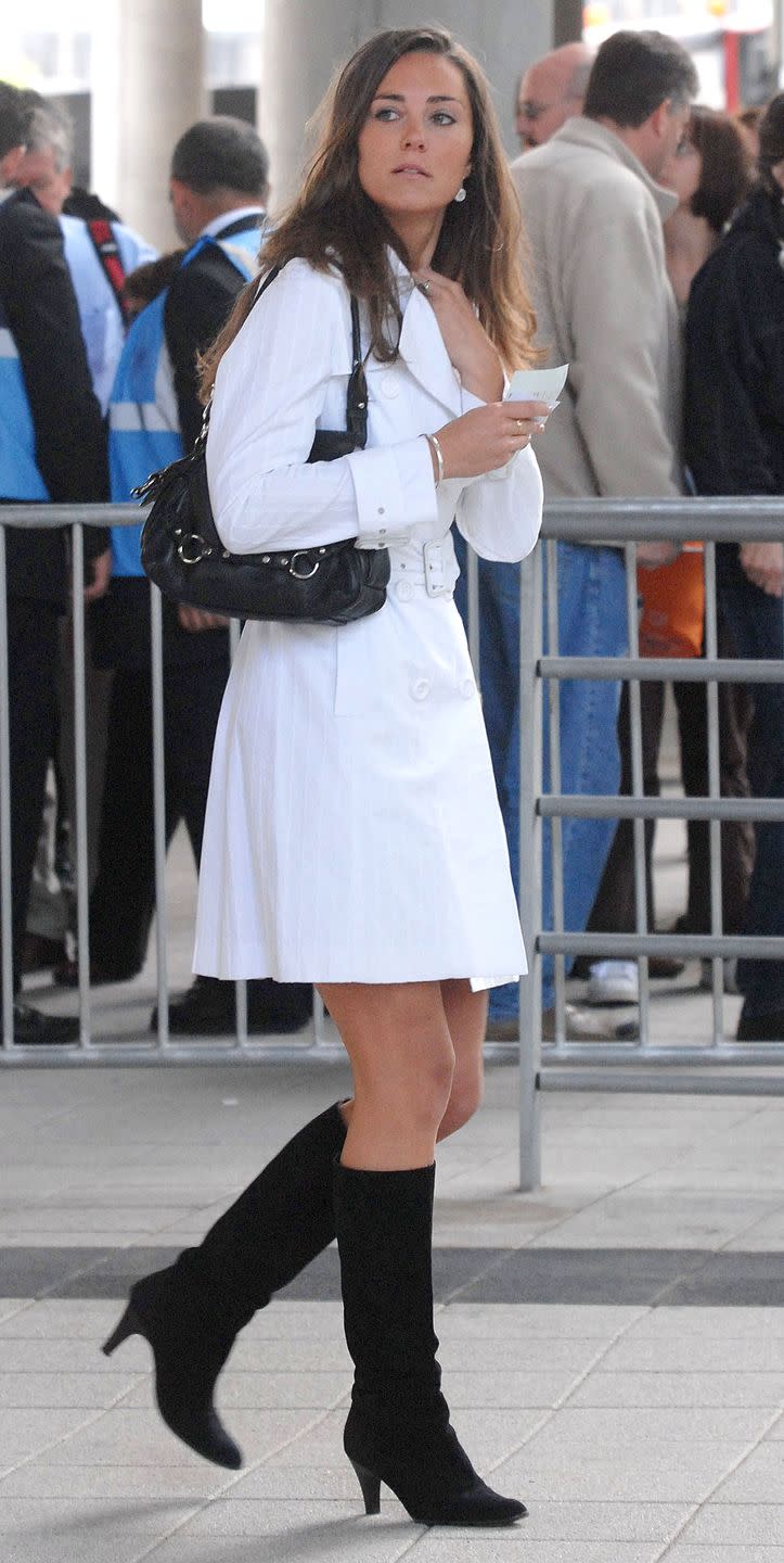 <p>Arriving at the Concert for Diana benefit, which commemorated what would've been Princess Diana's 46th birthday, at the newly built Wembley Stadium in London. </p>