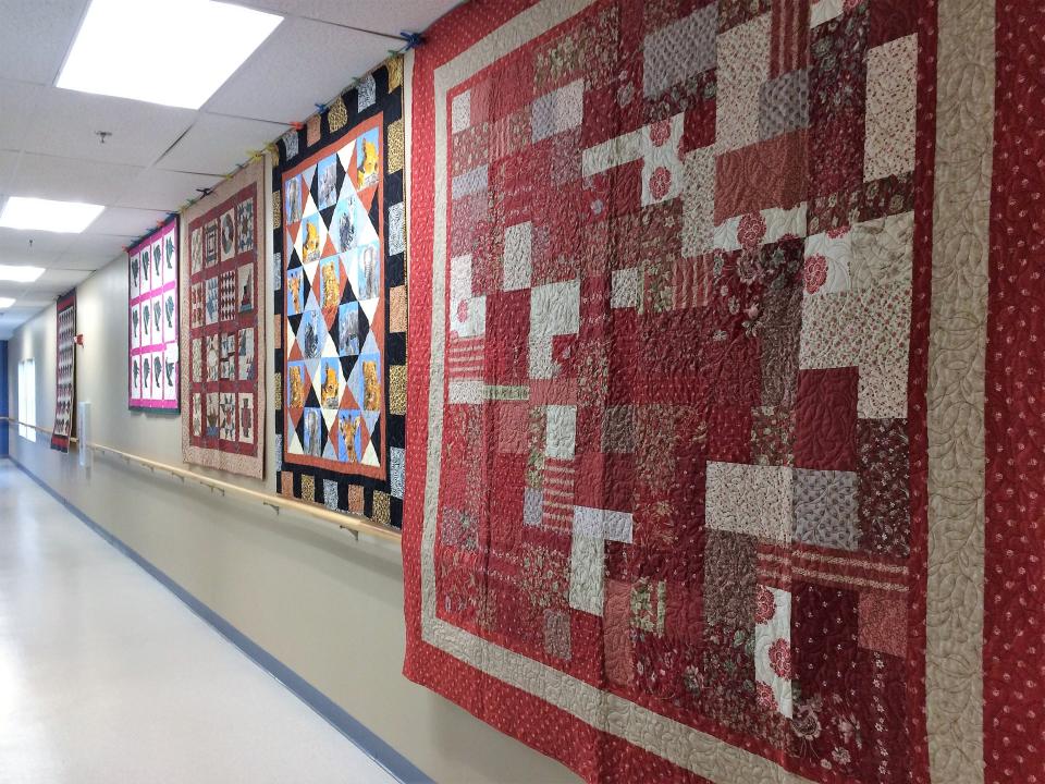 Opportunity Quilts on display at Corryton Senior Center. Thursday is the main day that members meet up at the center and they have just started working on a new Opportunity Quilt for 2022. “We will work on it and when it is finished hang it on the wall outside the quilting room and sell raffle tickets to buy rulers, threads, needles and new irons we need,” said Lynda Weis, House Mountain Quilt Guild secretary.