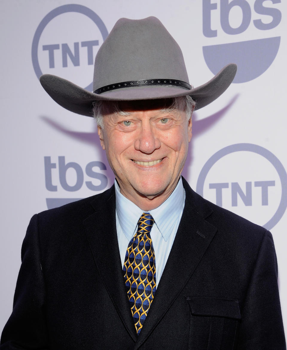 FILE - This May 16, 2012 file photo shows actor Larry Hagman from the show "Dallas" at the TNT and TBS upfront presentation at the Hammerstein Ballroom in New York. TNT begins the second season of its Dallas revival next month. The network said Tuesday, Dec. 11, that it will hold a funeral for Larry Hagman's memorable character at some point in the 15-episode season but that it hasn't been filmed or scheduled yet. Hagman died at age 81 over the Thanksgiving weekend. (AP Photo/Evan Agostini, file)