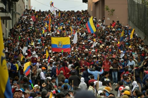 The protestors are demanding Moreno reinstate fuel subsidies that were rescinded after $4.2 billion in loans was agreed with the IMF