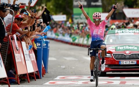 Sergio Higuita - Sergio Higuita escapes to stage victory as Primoz Roglic tightens grip on leader's jersey with three days to go - Credit: Getty Images