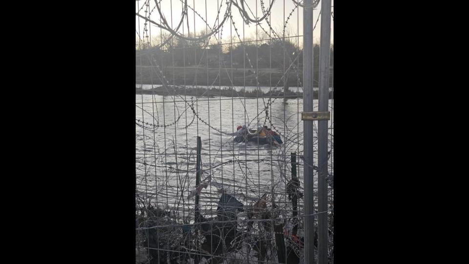 Young migrants cross the Rio Grande in Eagle Pass, Texas.