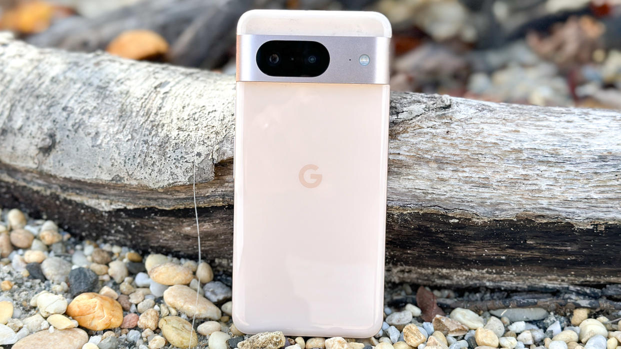  Google Pixel 8 shown held in hand. 