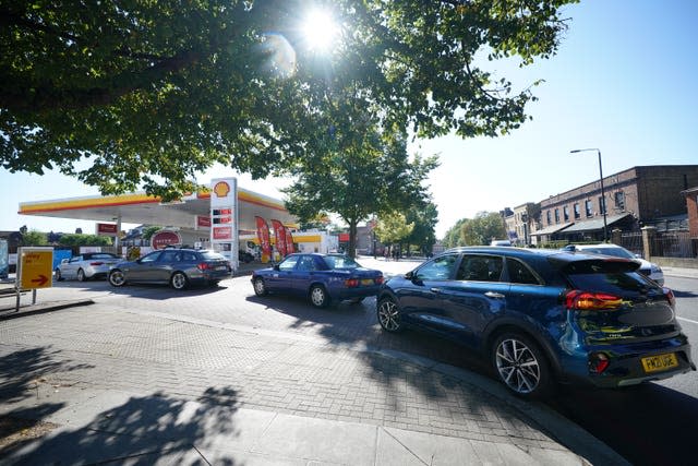 Queues at a Shell garage in Clapham, London