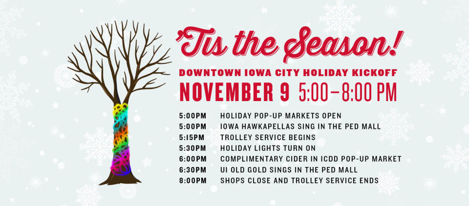 The holiday shopping season kicks off from 5 to 8 p.m. on Nov. 9.