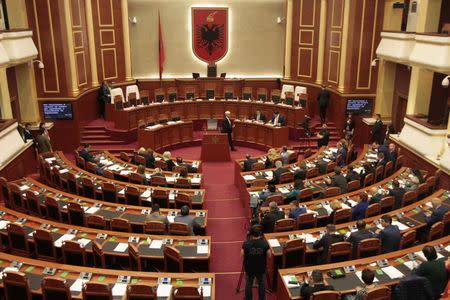 General view of the parliament in Tirana, Albania, April 28, 2017. REUTERS/Florion Goga