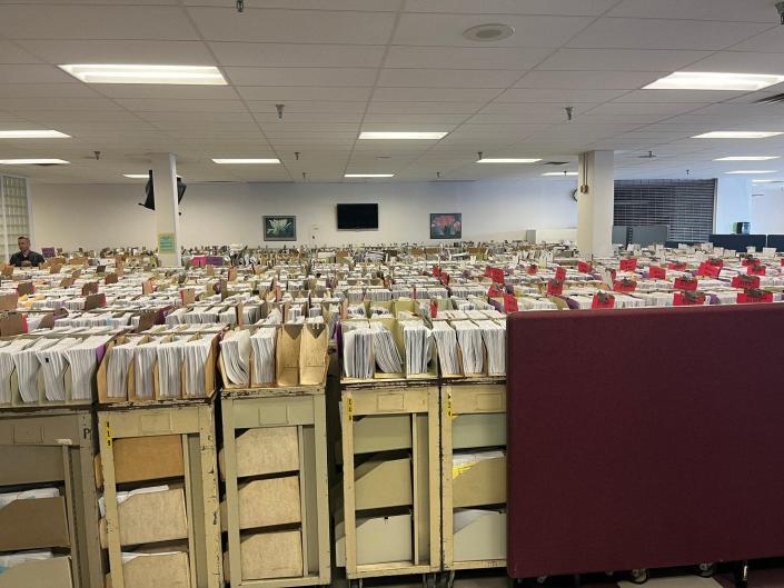 irs facility in Austin filled with paper